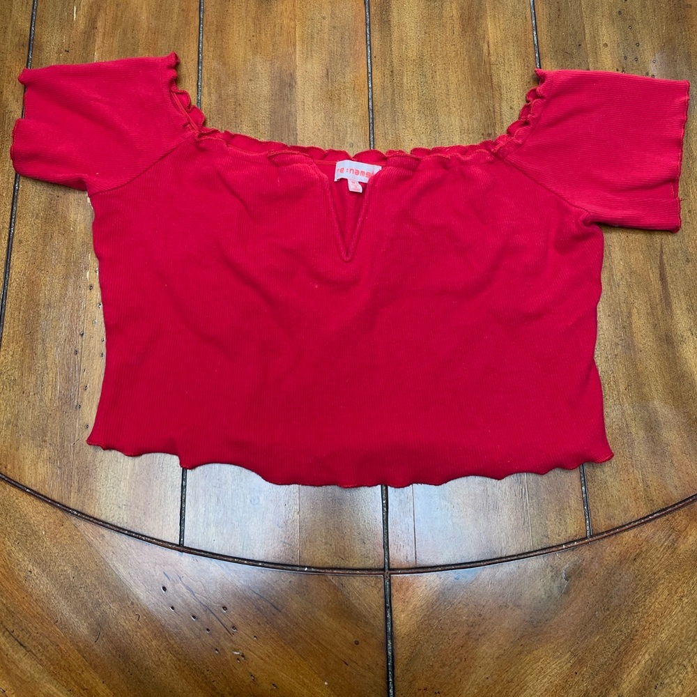 Re:named off the shoulder red crop top